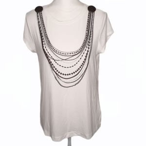 CAbi Women's Faux Necklace Top Size Medium